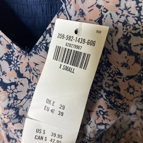Hollister Tank Dress Sleeveless Spaghetti Strap Ruffle V-Neck Blue Floral Sz XS - Picture 8 of 8